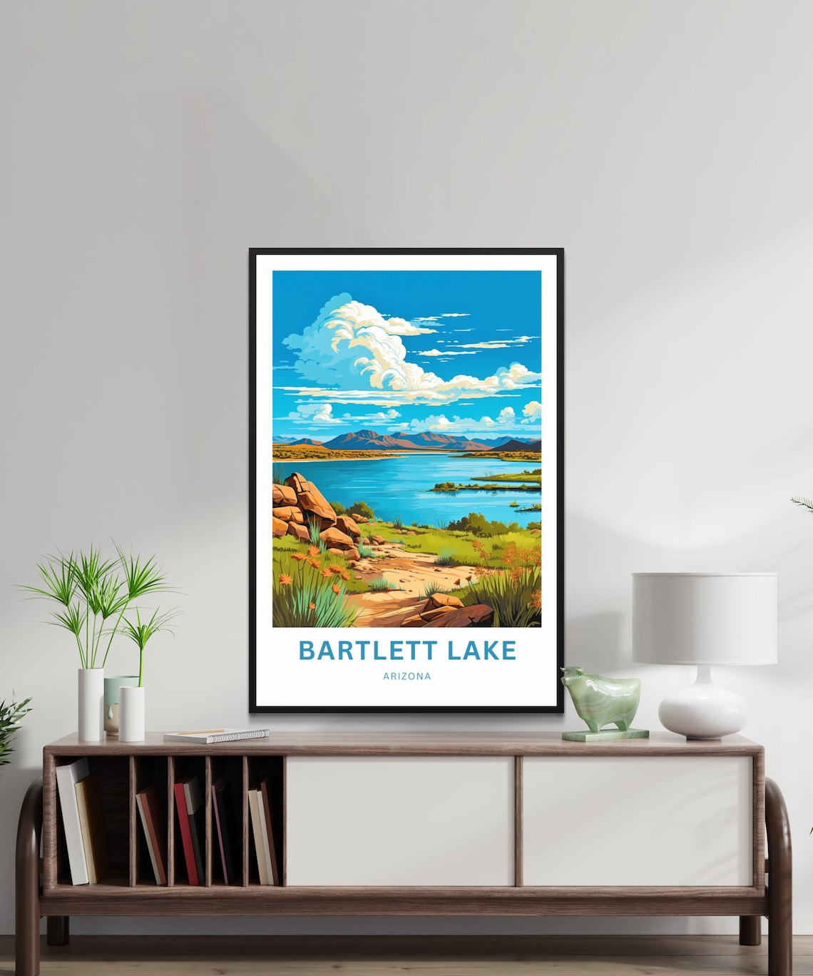 Bartlett Lake Arizona Rocky Desert Shoreline Summer Scene Poster - Image 3