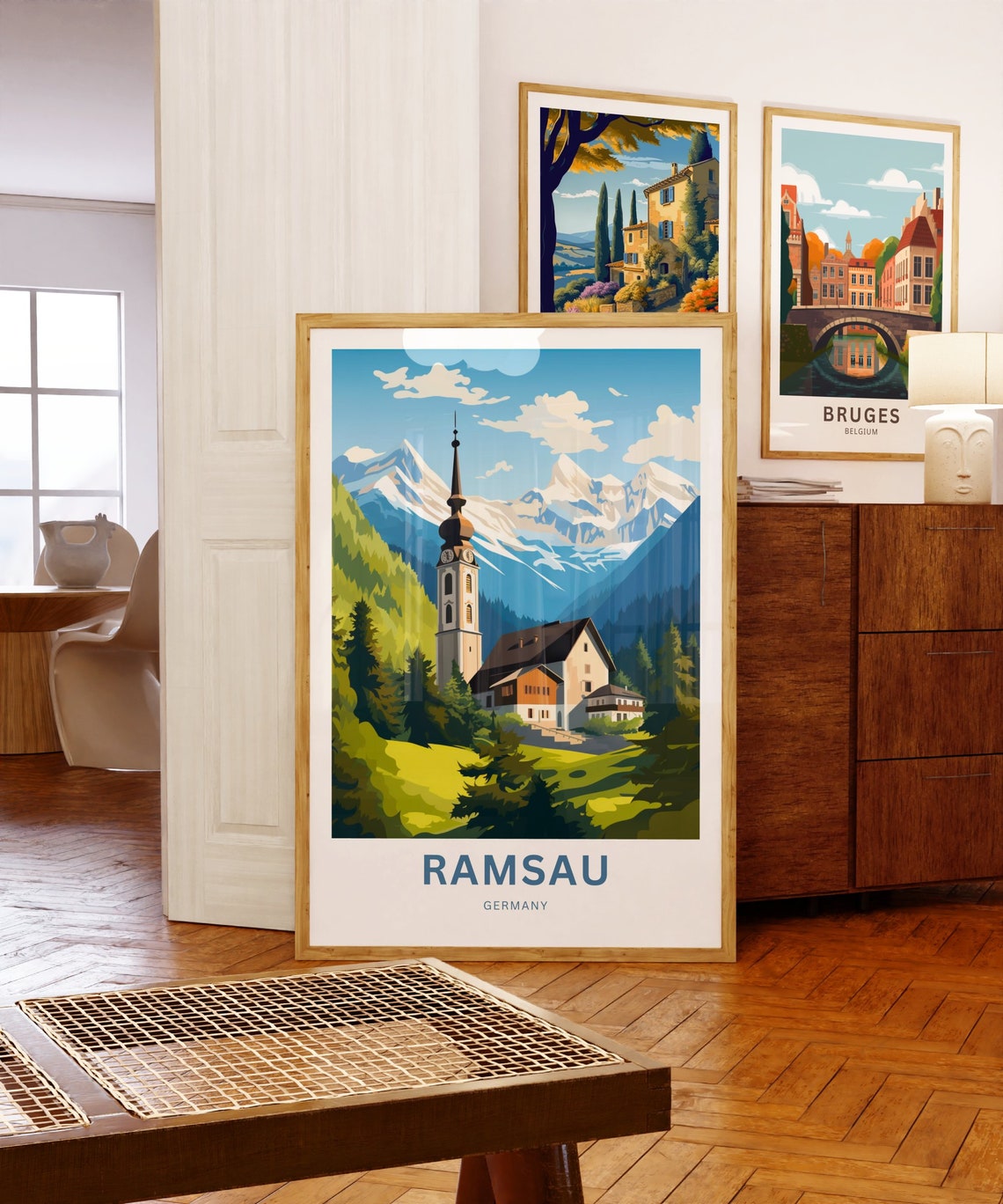 Ramsau Germany Picturesque Alpine Church Beneath Snowy Peaks Poster - Image 3