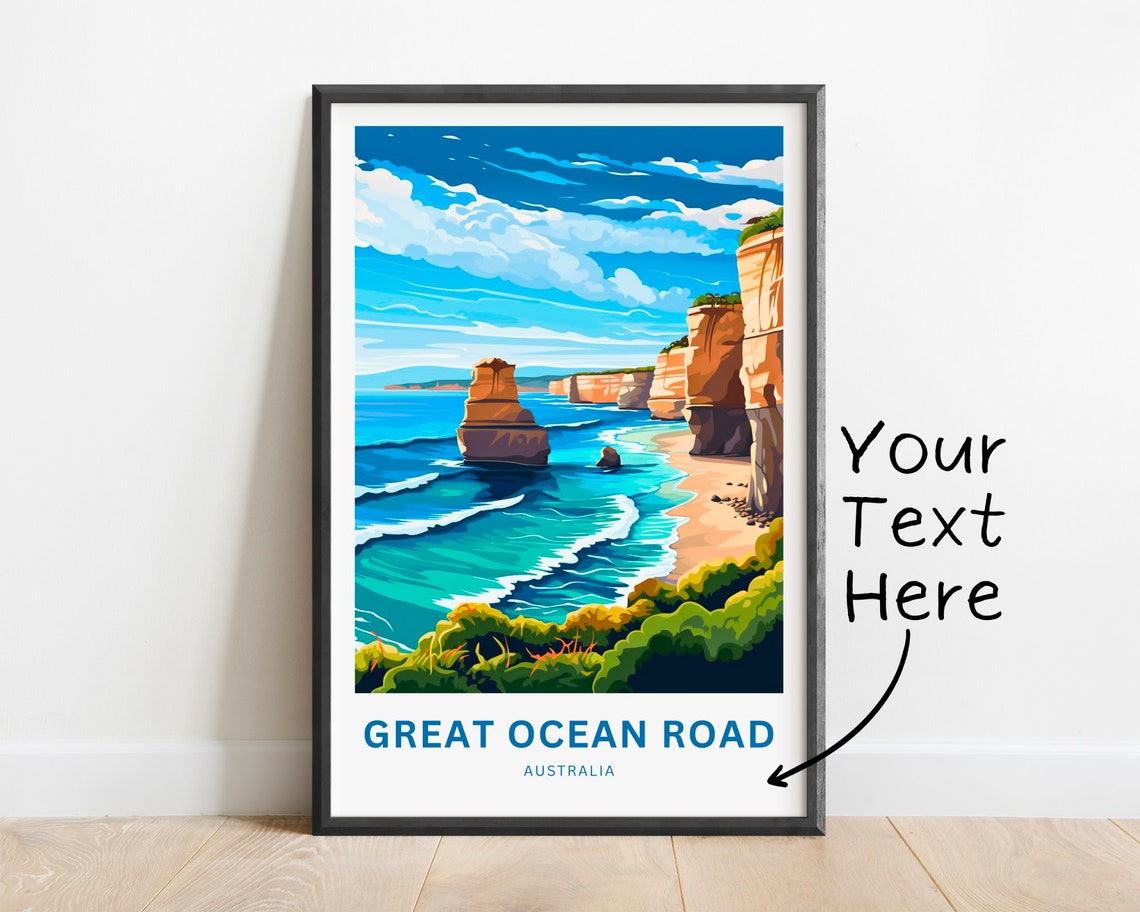 Great Ocean Road Australia Twelve Apostles Stacks Custom Text Poster