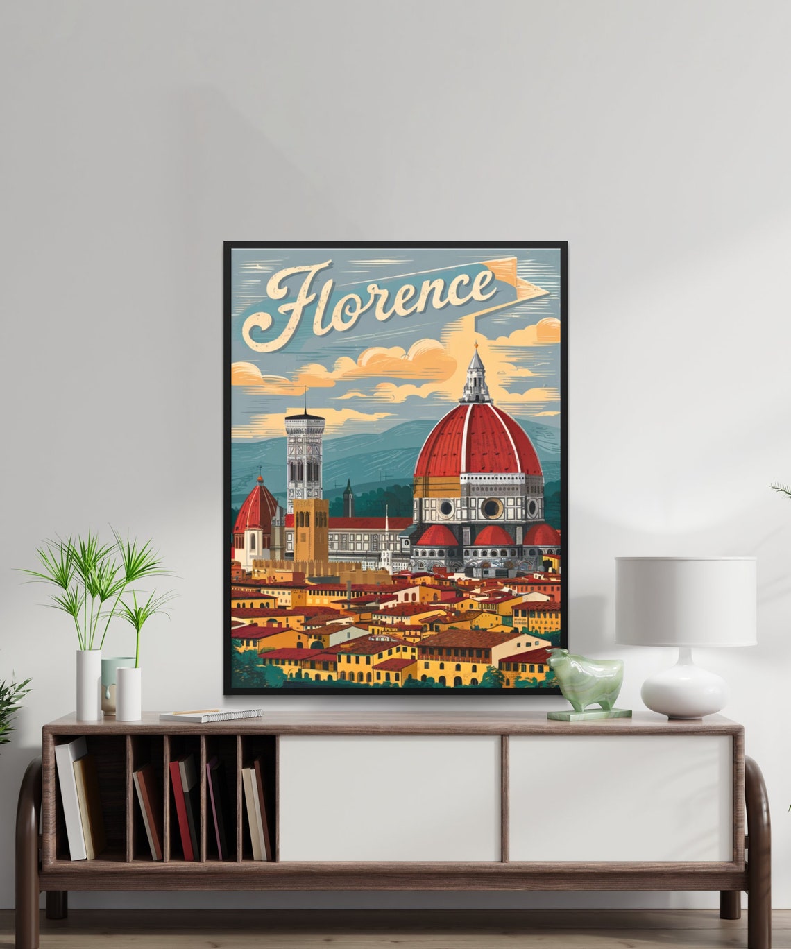Florence Italy Tuscan Cathedral Dome Skyline Vintage Travel Poster - Image 2