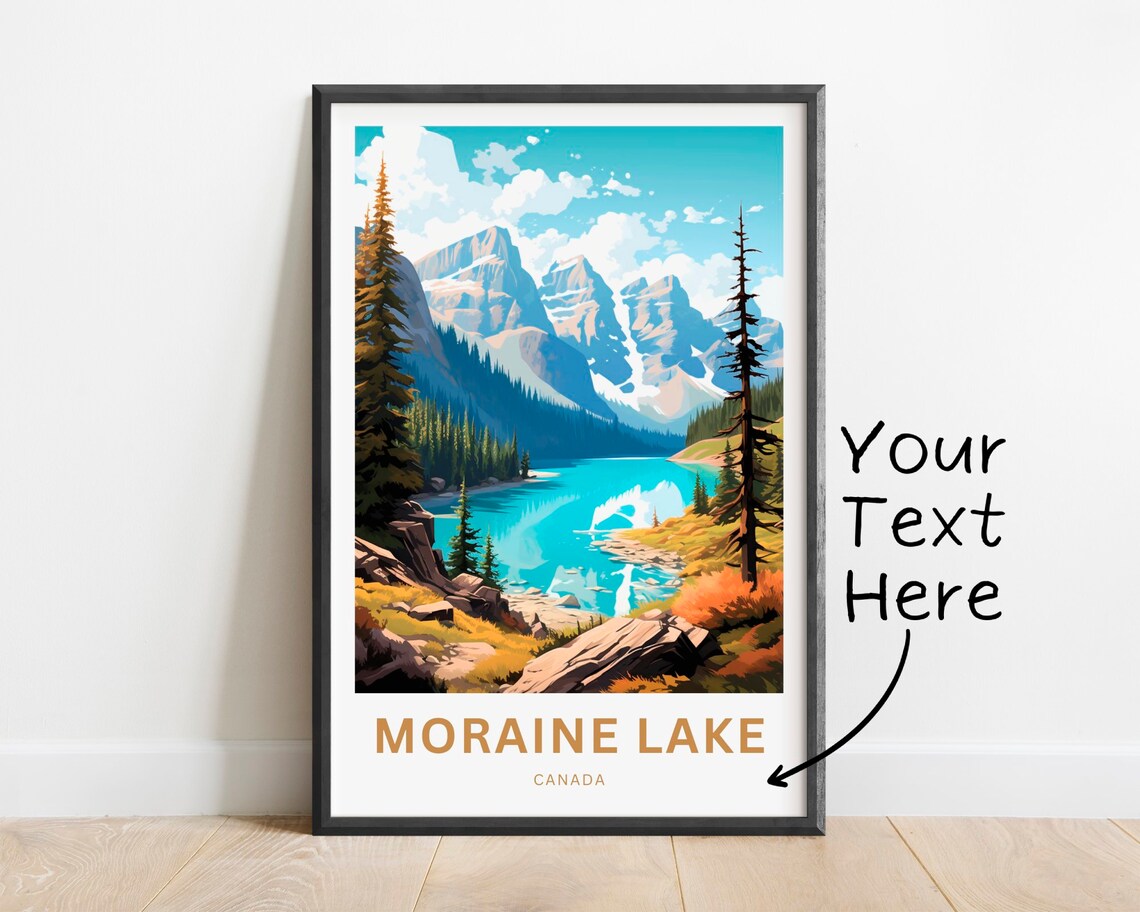 Personalized Moraine Lake Canada Alpine Peaks Custom Travel Poster