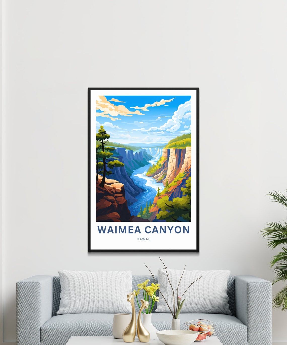 Waimea Canyon Hawaii Personalized River Gorge Scenic Travel Poster - Image 2