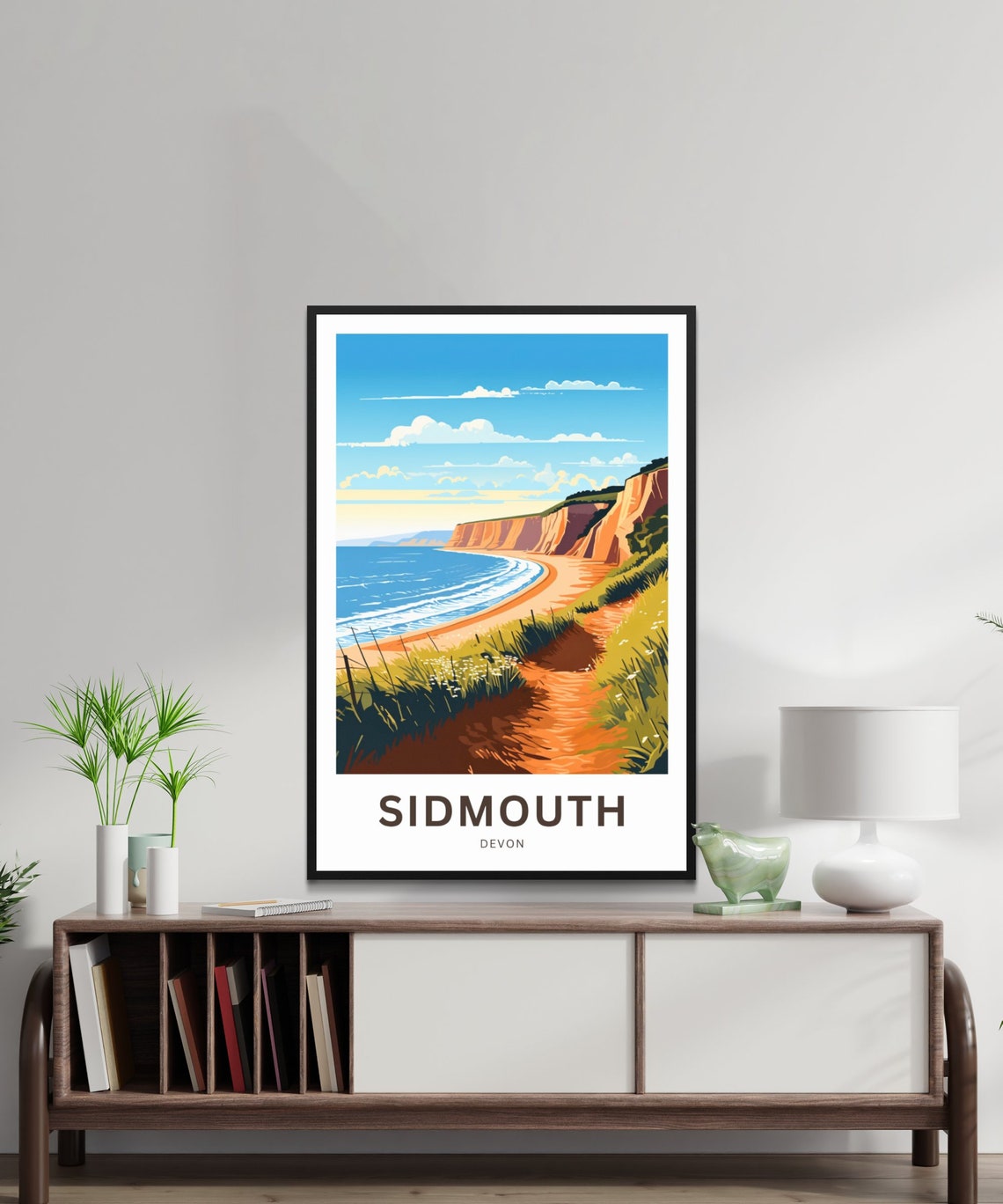 Sidmouth Devon Cliff Top Coastal Path Above the Beach Retro Poster - Image 2