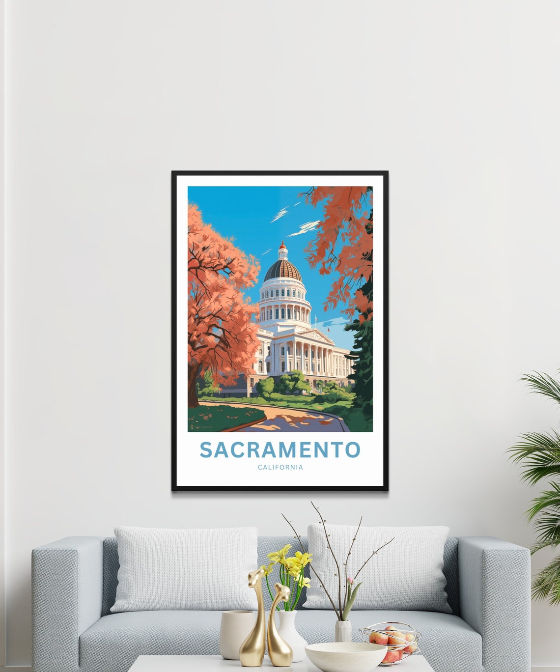 Sacramento California State Capitol Autumn Colors Personalized Poster - Image 3