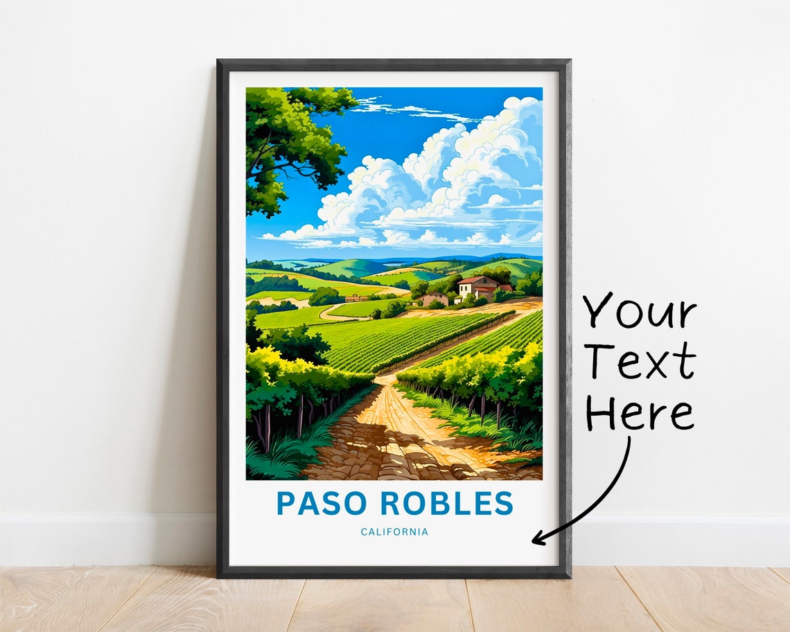 Paso Robles California Vineyard Road Customizable Wine Country Poster