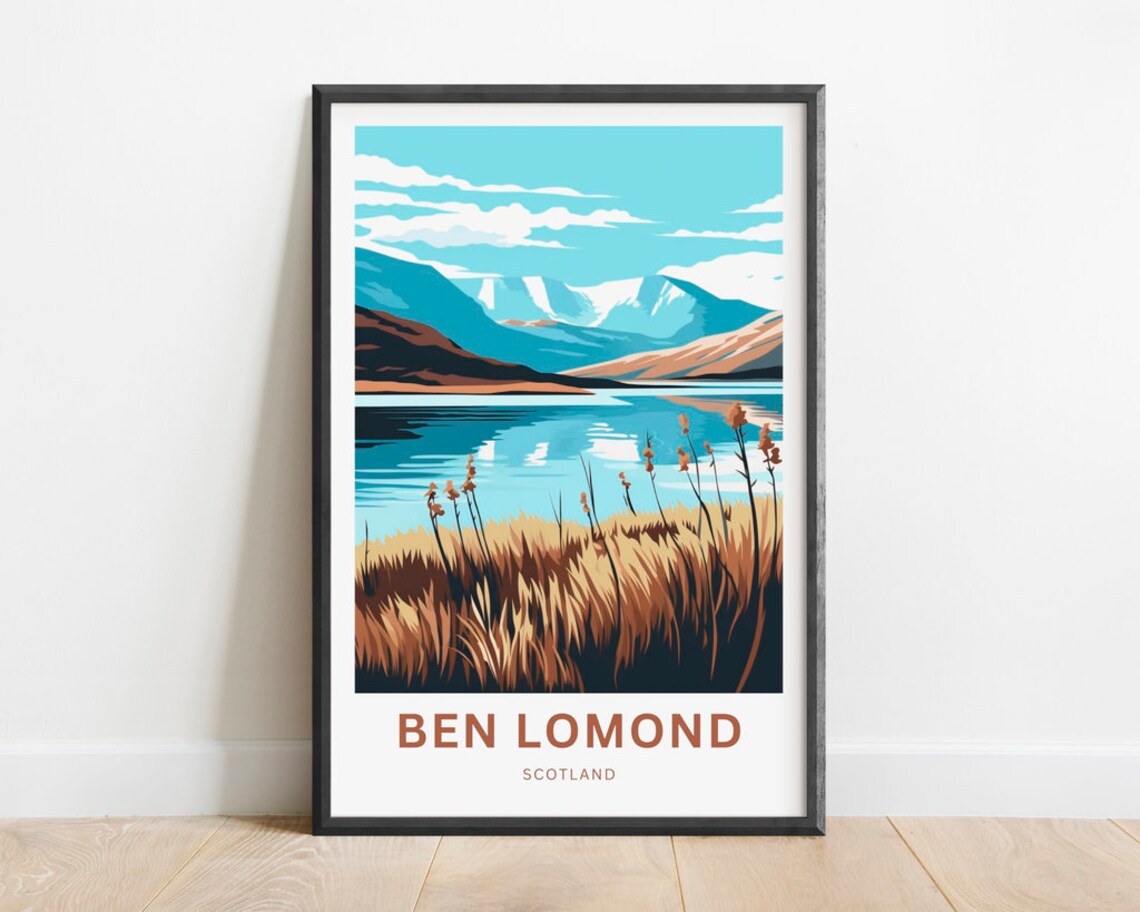 Ben Lomond Scotland Mountain Lake Highland Retro Travel Poster
