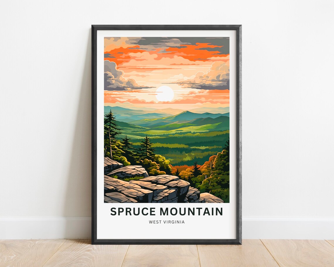 Spruce Mountain West Virginia Rocky Ridge Sunset Travel Poster