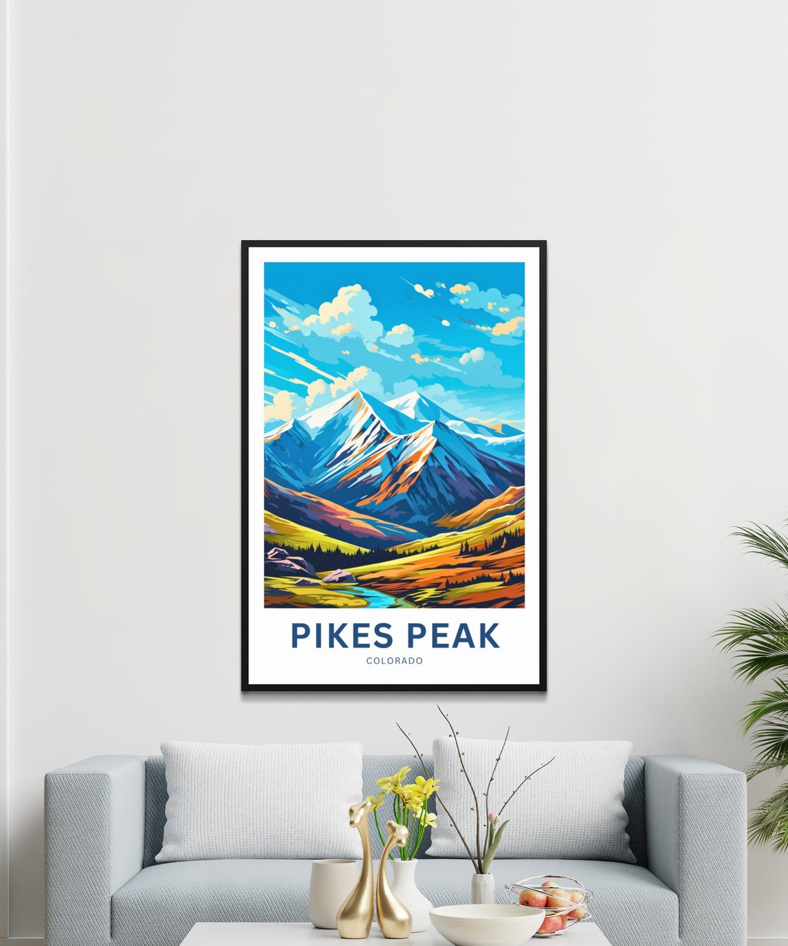 Pikes Peak Colorado Snowy Summit Valley Scene Personalized Poster - Image 3