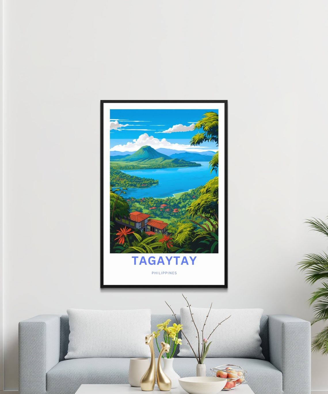 Tagaytay Philippines Taal Lake Volcano Tropical Hills Travel Poster - Image 3