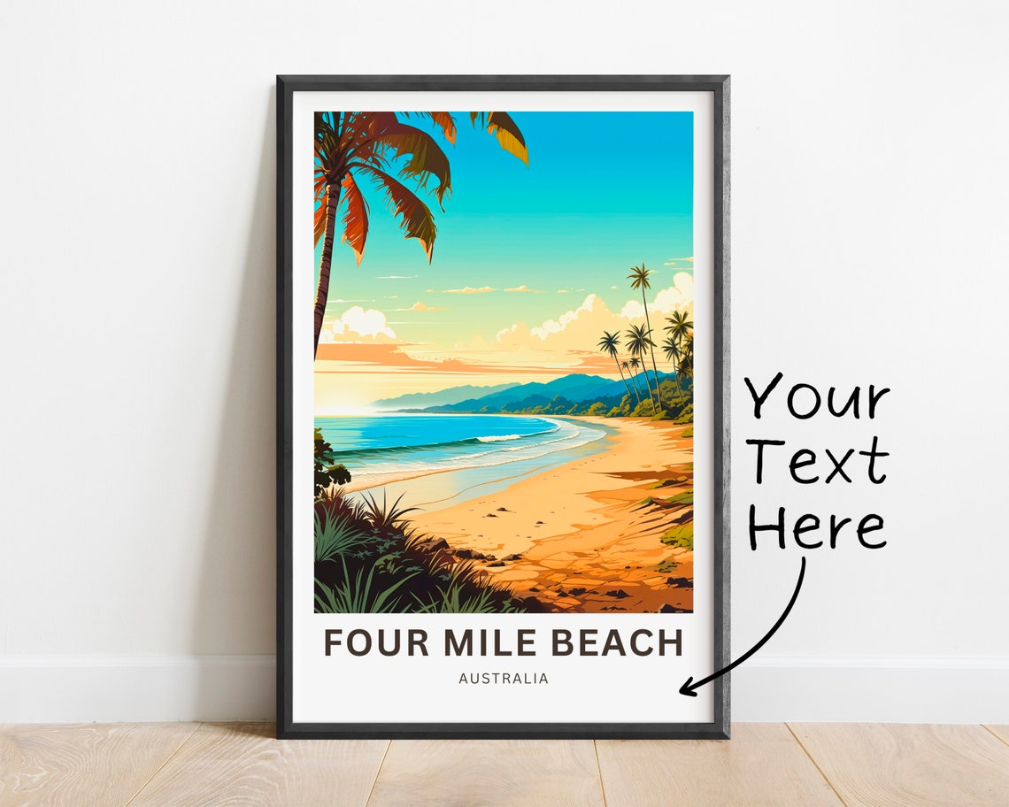 Four Mile Beach Australia Golden Sunset Beach Vintage Travel Poster - Image 3