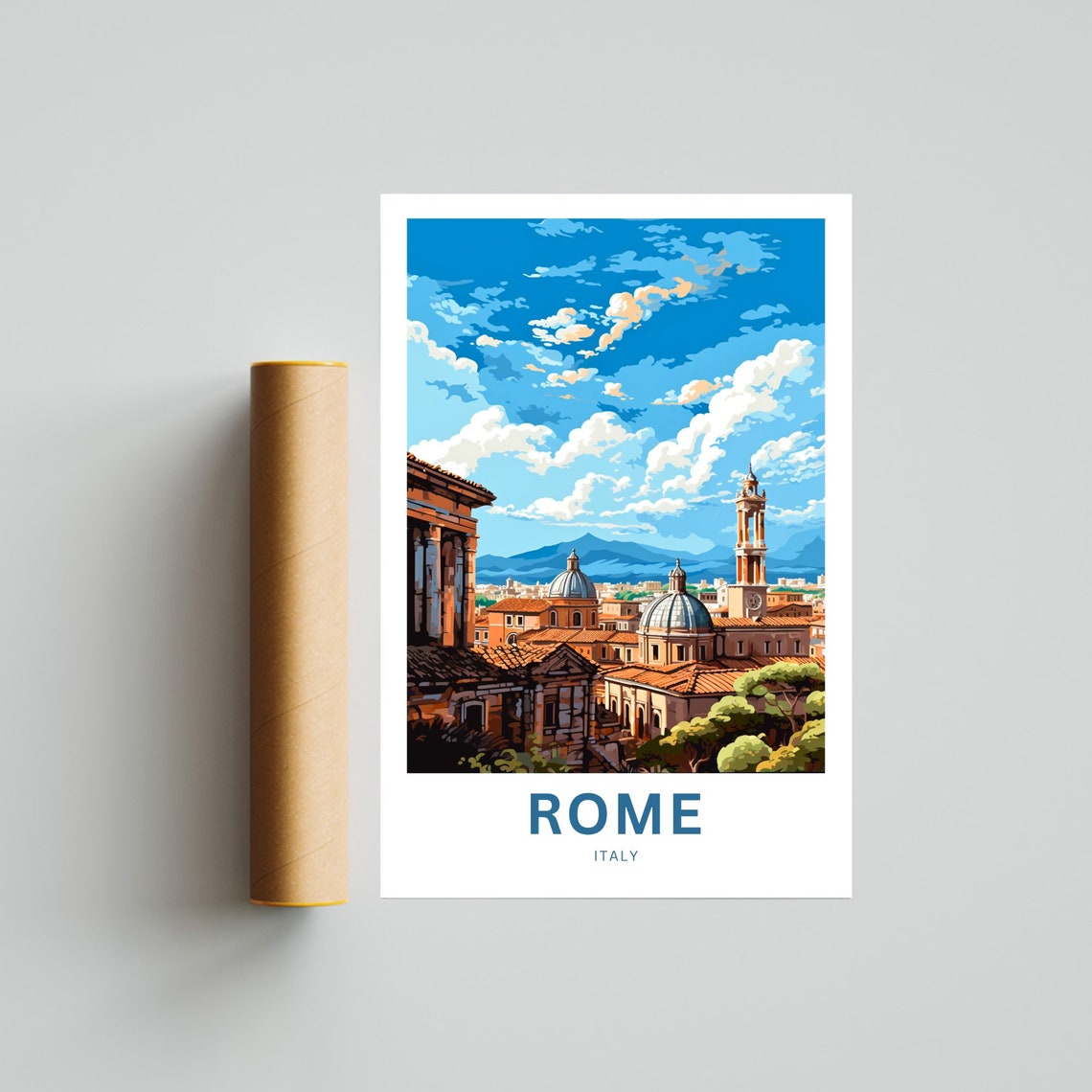 Rome Italy Rooftop Dome Skyline View Personalized Travel Poster - Image 4