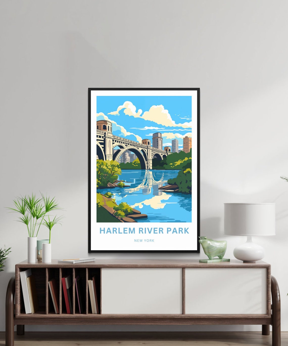 Harlem River Park New York Historic Bridge Retro Travel Poster - Image 2