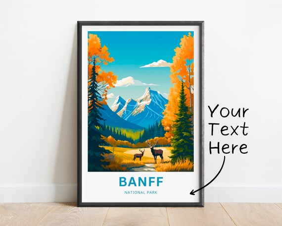 Personalized Banff National Park Elks Autumn Custom Text Poster