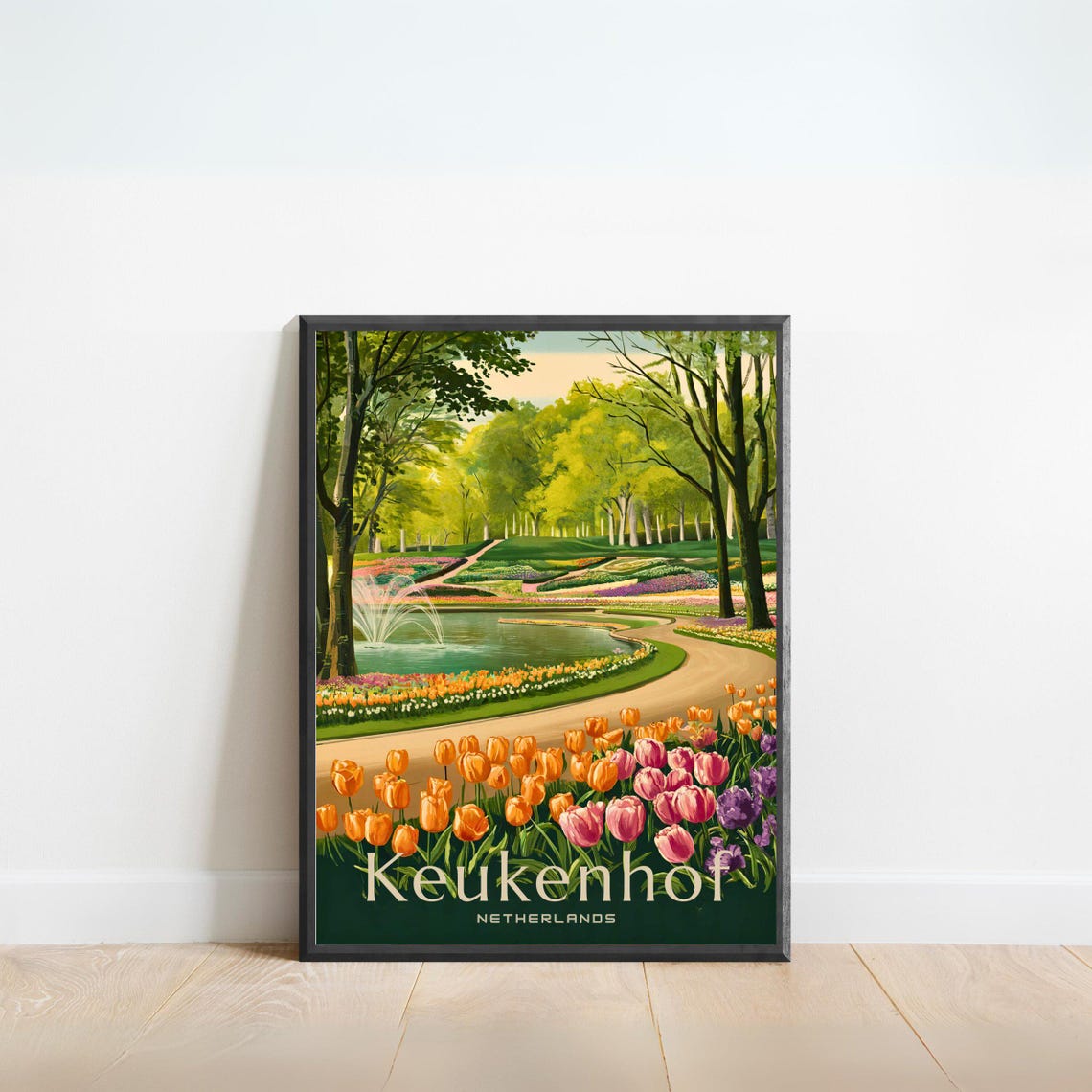Keukenhof Netherlands Tulip Garden Spring Bloom Vintage Poster