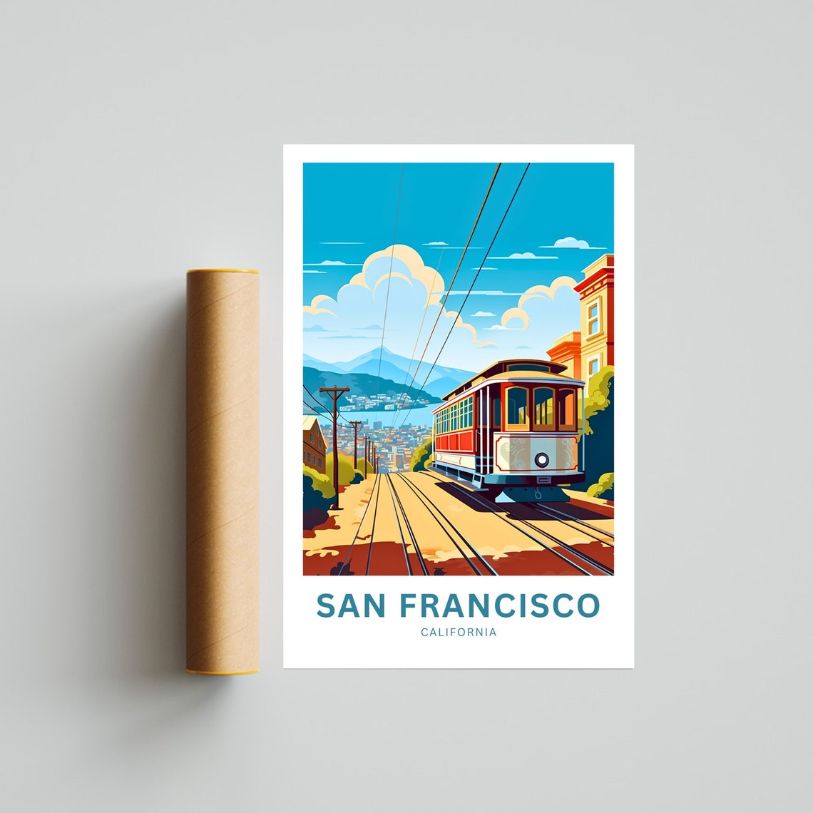 San Francisco California Cable Car Personalized Custom Text Poster - Image 4