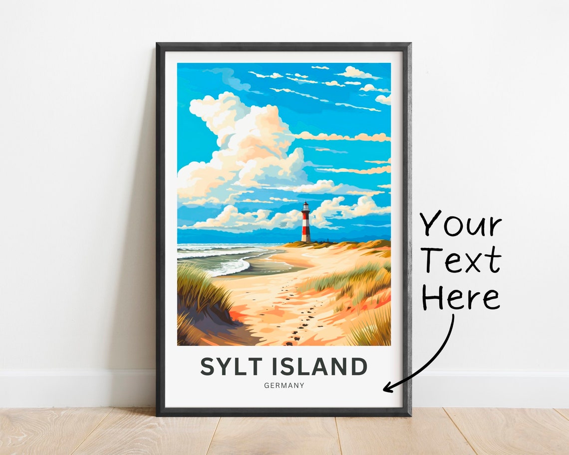 Sylt Island Germany Beach Shore Distant Lighthouse Travel Poster