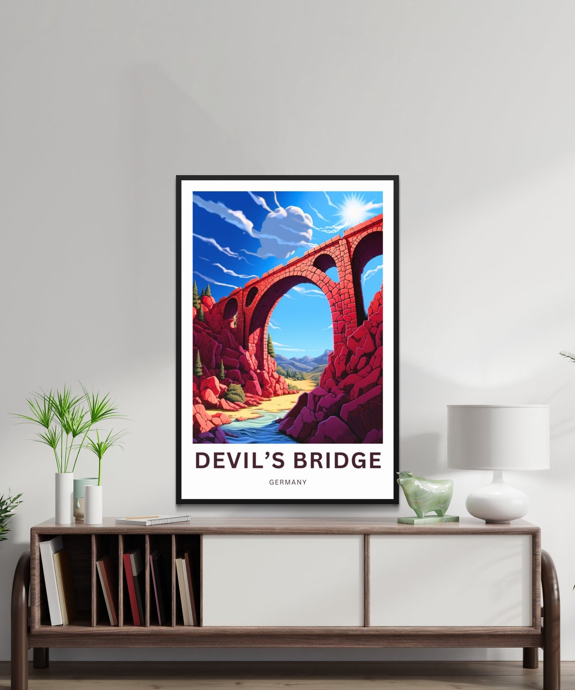 Personalized Devil's Bridge Germany Red Rock Aqueduct Travel Poster - Image 2