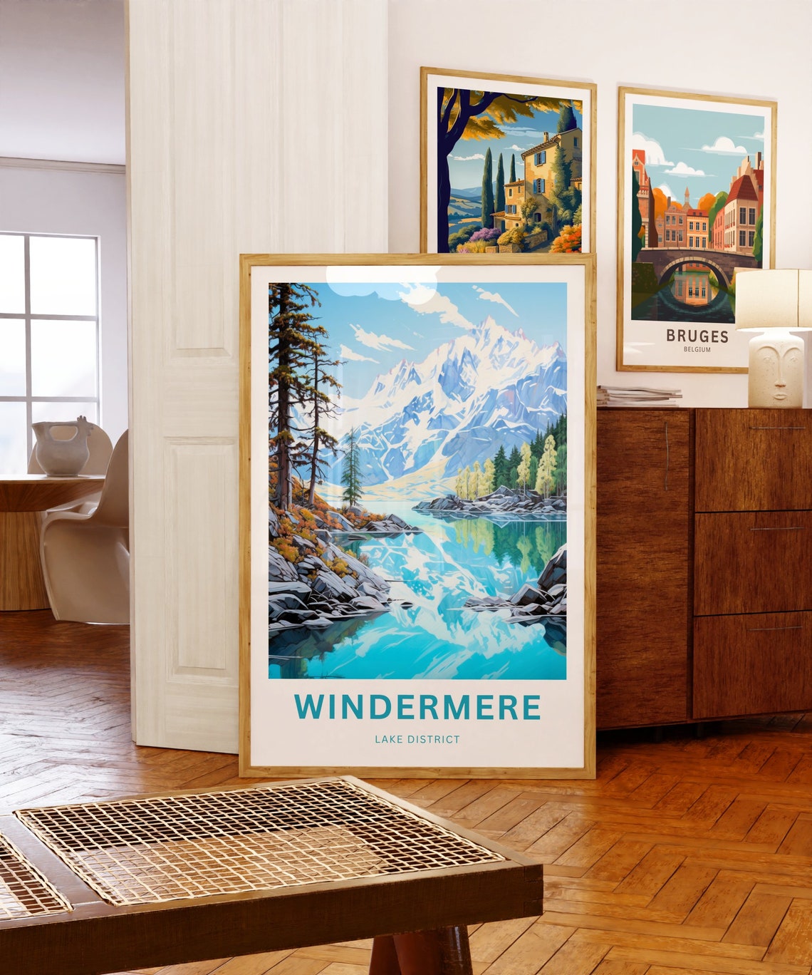 Personalized Windermere Lake District Snow Peak Travel Poster - Image 5