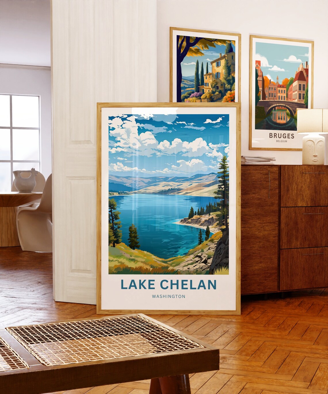Lake Chelan Washington Blue Lake Mountain Vintage Travel Poster Art - Image 5