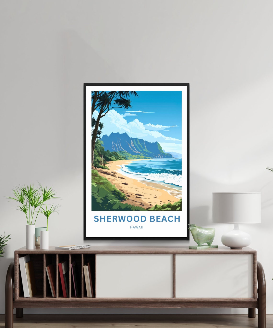 Sherwood Beach Hawaii Sandy Shoreline Oahu Coast Travel Poster - Image 2