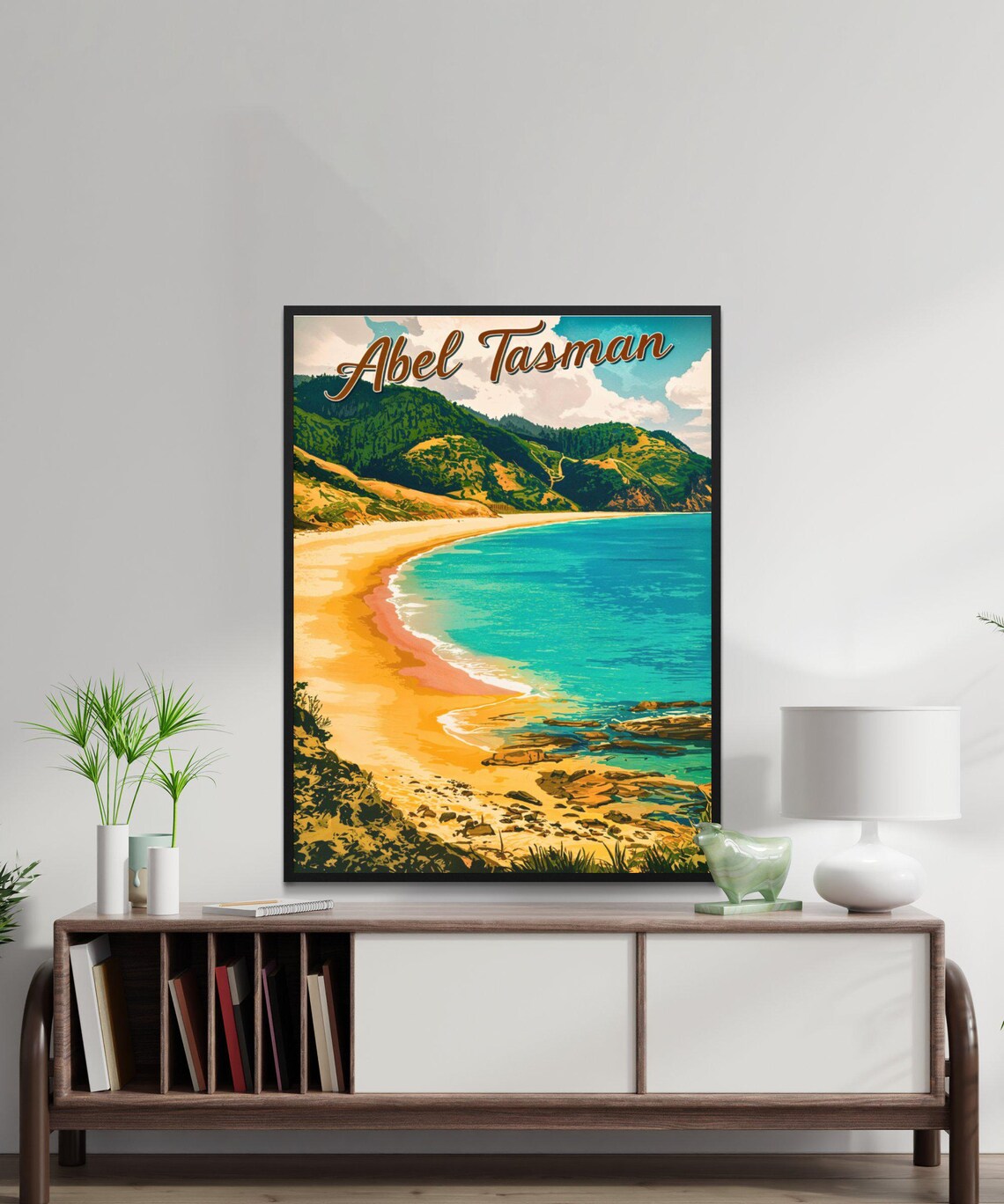 Abel Tasman New Zealand Sandy Beach Turquoise Sea Vintage Poster - Image 2