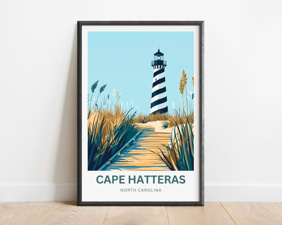 Cape Hatteras North Carolina Lighthouse Dune Boardwalk Travel Poster