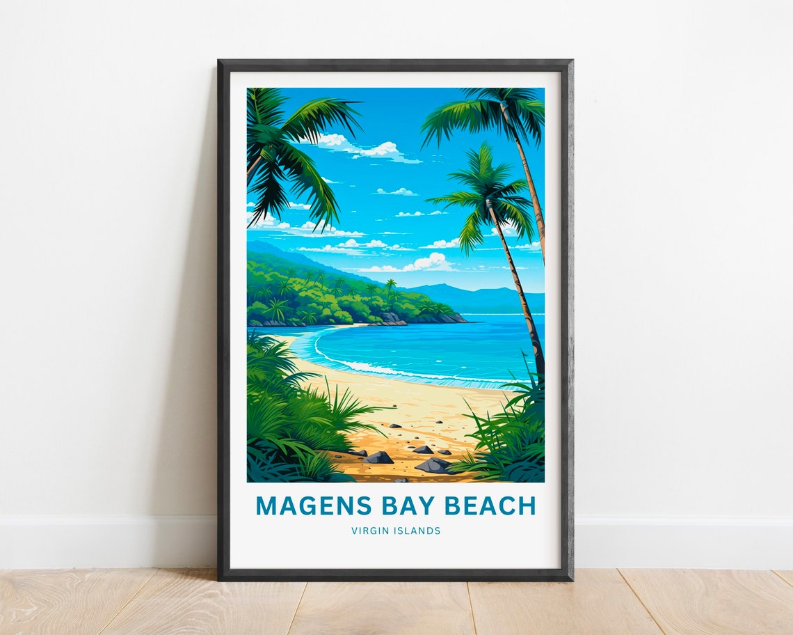 Magens Bay Beach Virgin Islands Curving Beach Palms Turquoise Poster