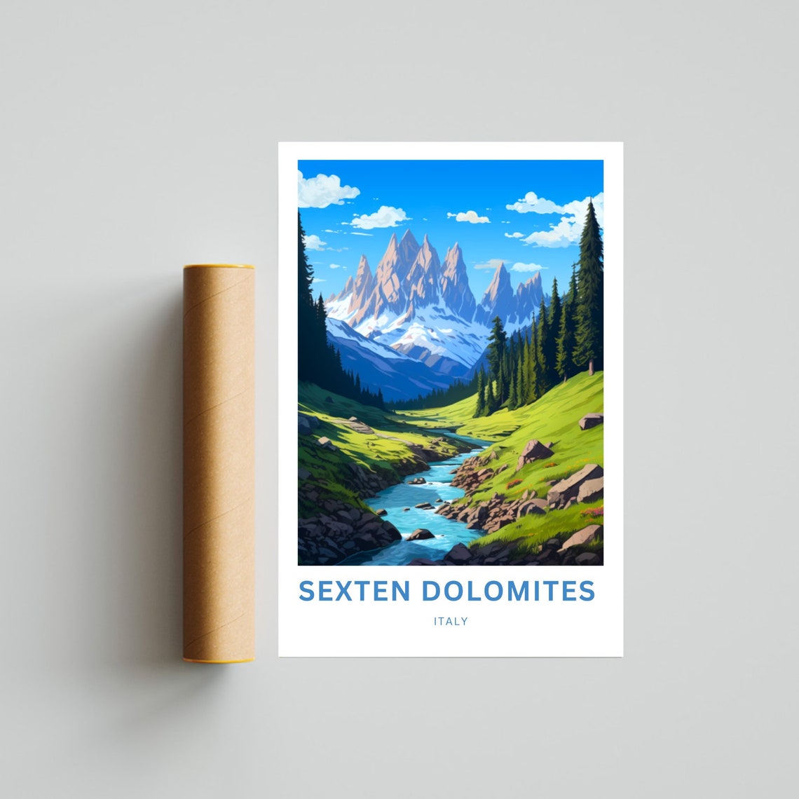Sexten Dolomites Italy Mountain Stream Valley Pine Forest Poster - Image 4