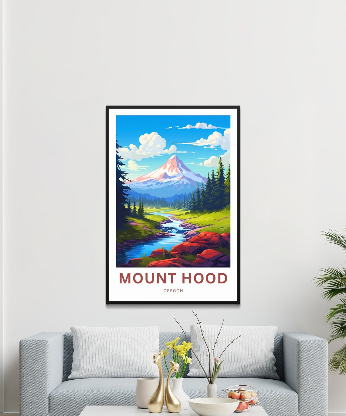 Mount Hood Oregon Snowcapped Peak Forest Stream Travel Poster - Image 3