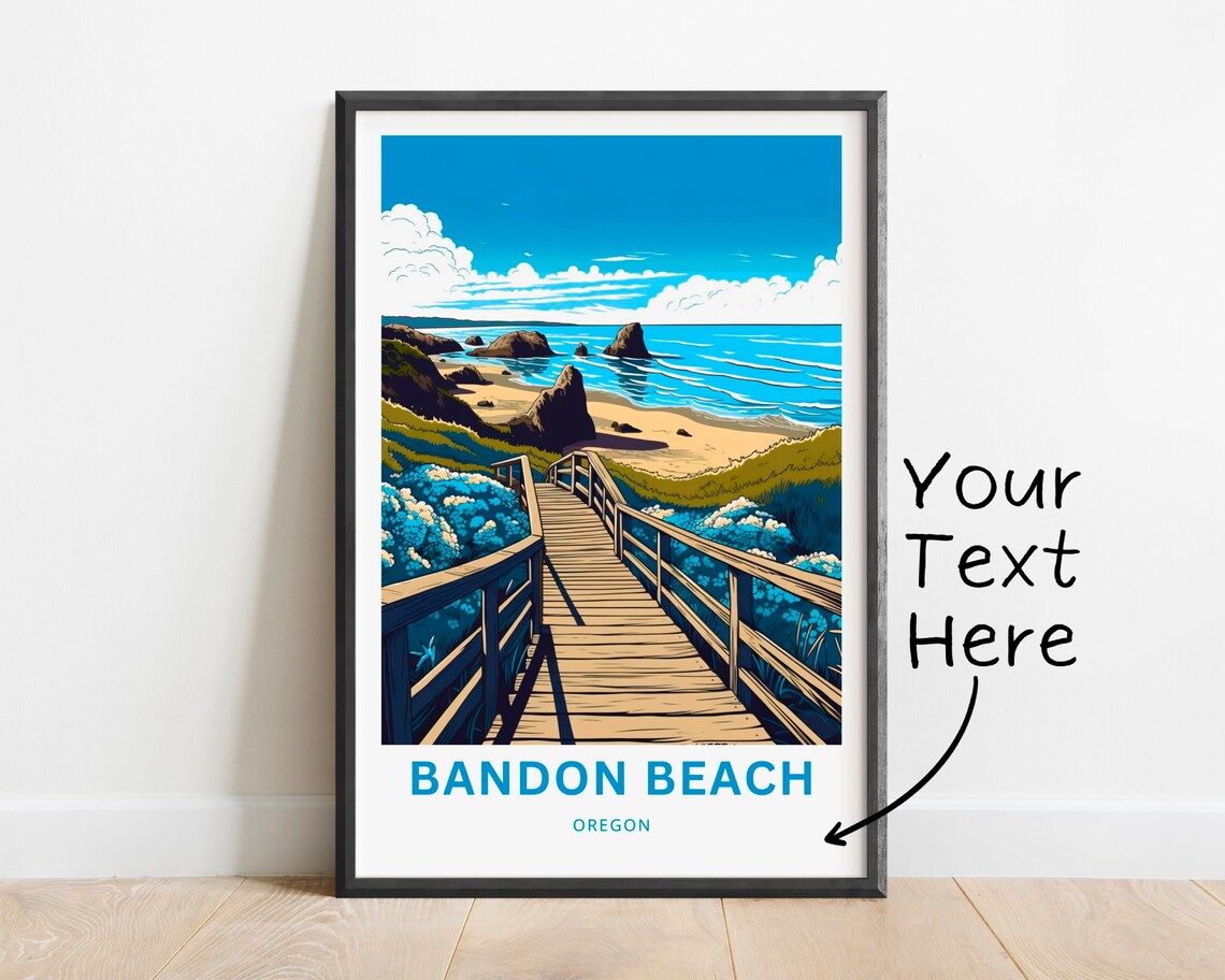 Personalized Bandon Beach Travel Poster, Oregon