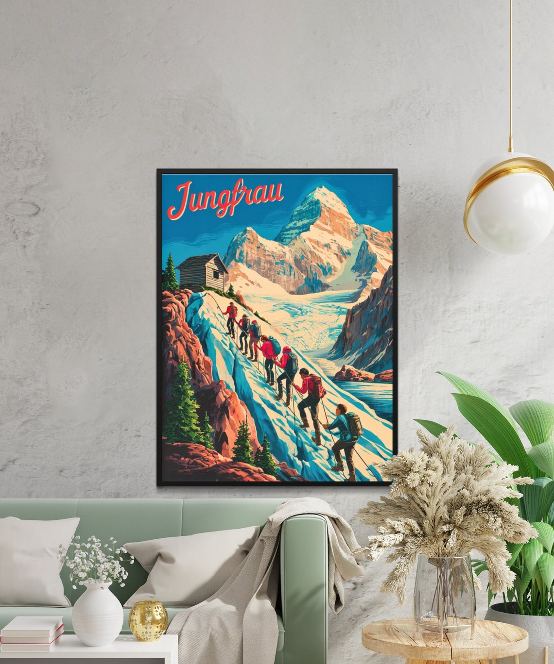 Jungfrau Switzerland Vintage Glacier Climbers Retro Travel Poster - Image 2