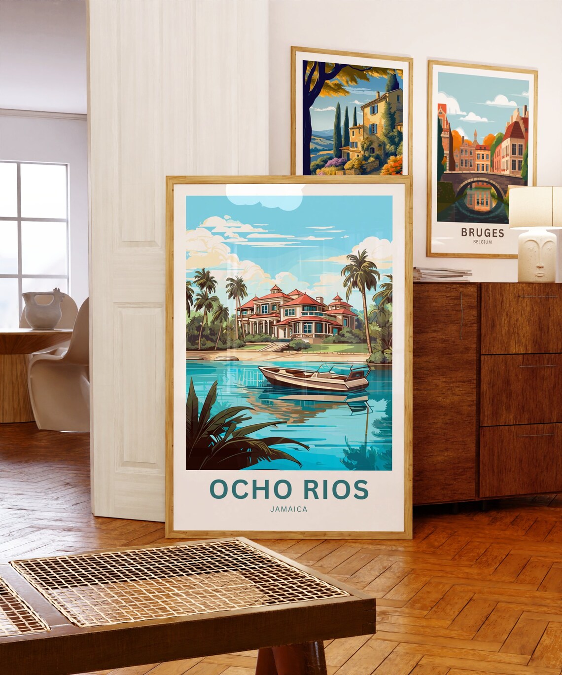 Ocho Rios Jamaica Palm Beach Tropical Resort Vintage Travel Poster - Image 5