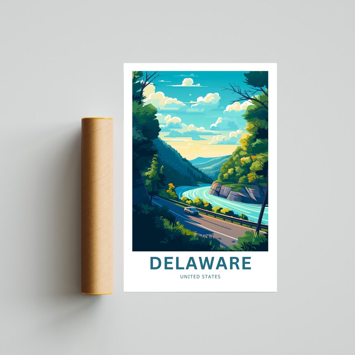 Delaware Scenic Highway River Drive Custom Text Travel Poster - Image 4