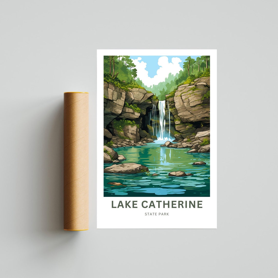 Lake Catherine State Park Waterfall Personalized Travel Poster Nature - Image 4