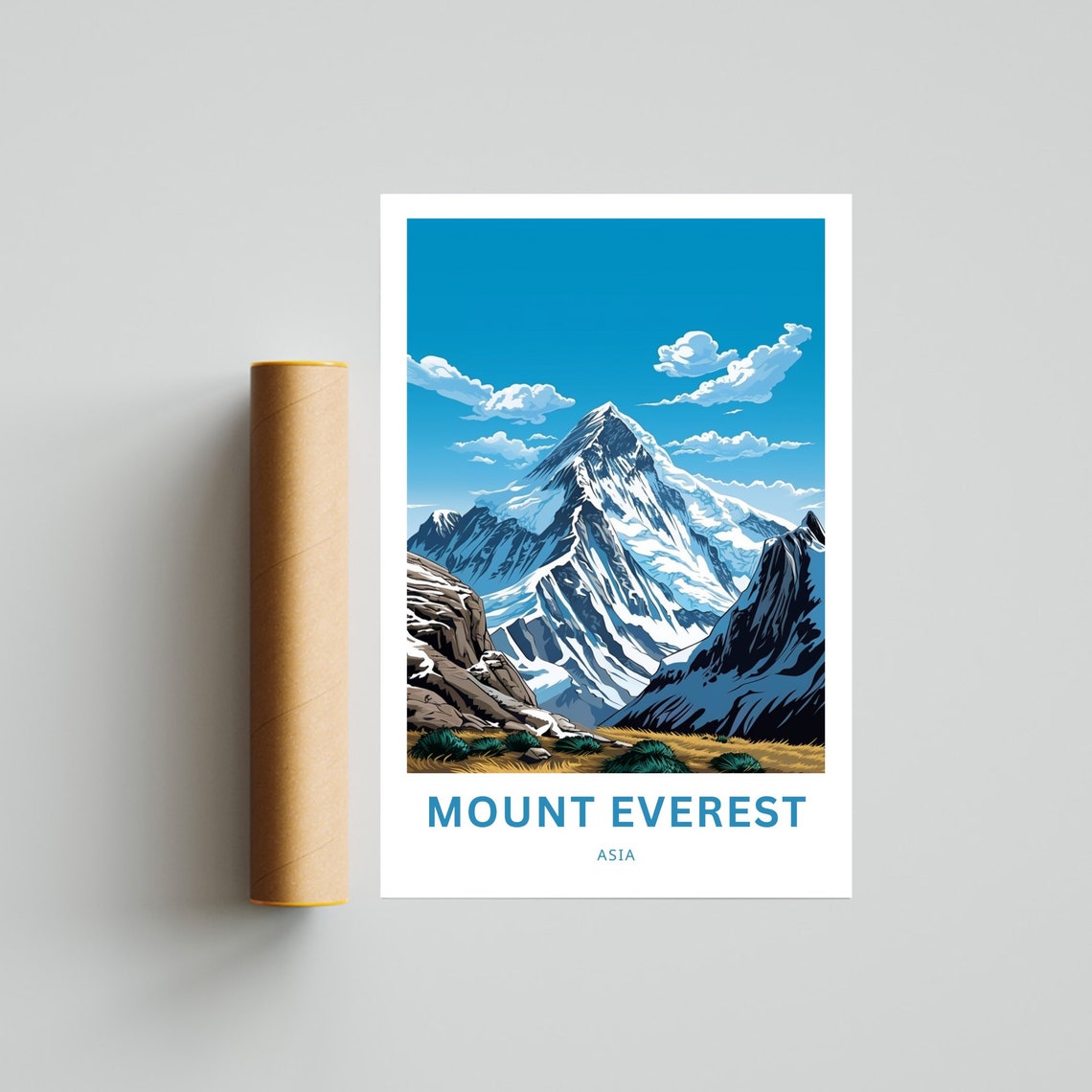 Mount Everest Asia Snowy Himalayan Peak Custom Text Travel Poster - Image 4