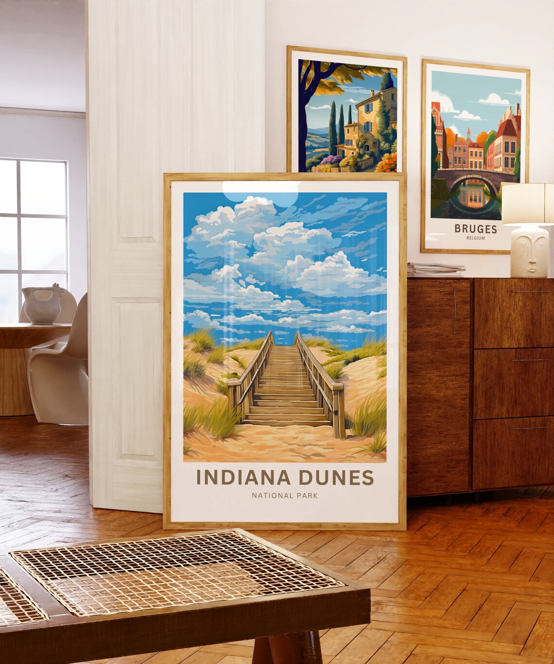 Personalized Indiana Dunes National Park Wooden Dune Stairs Poster - Image 5