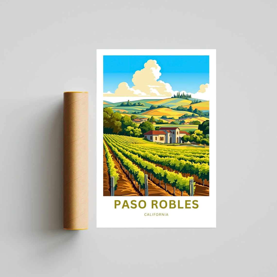 Paso Robles California Winery Rows Customizable Vineyard Travel Poster - Image 4