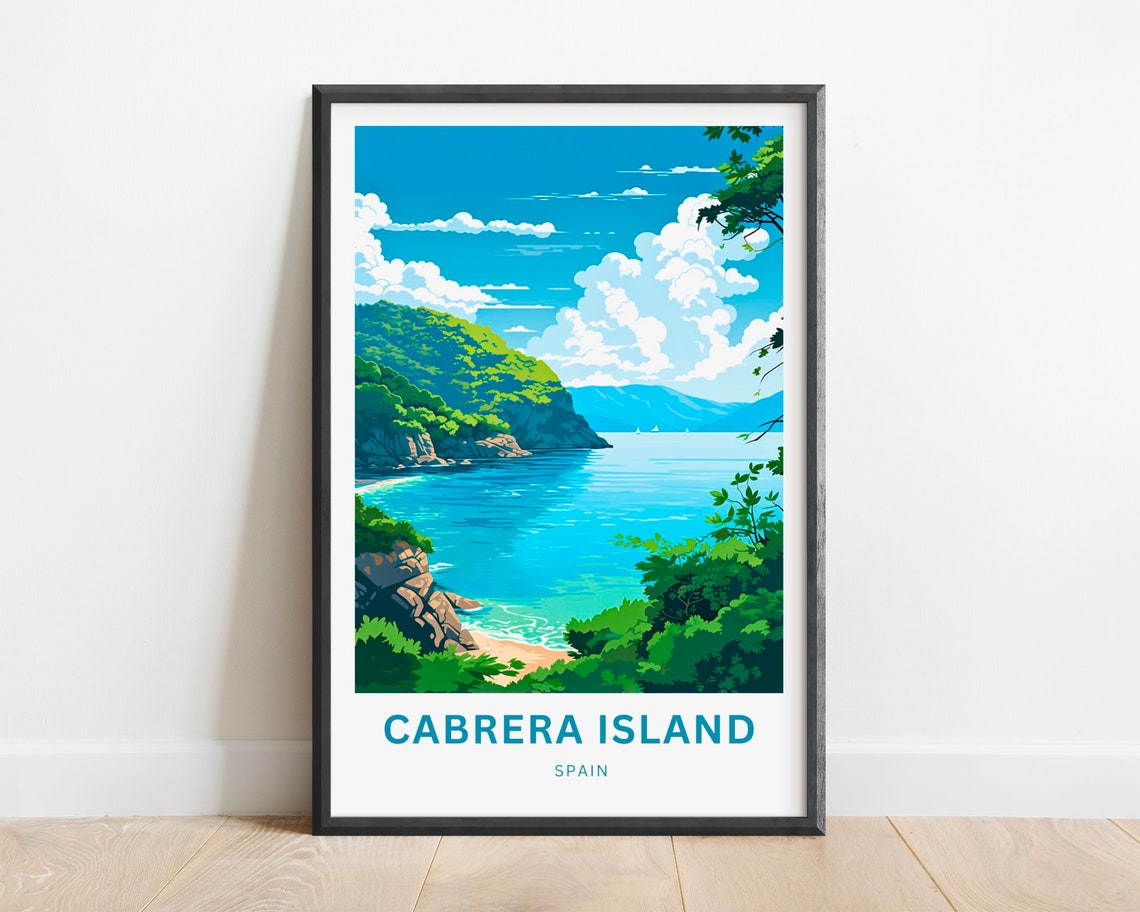 Cabrera Island Spain Hidden Cove Framed By Lush Green Trees Poster