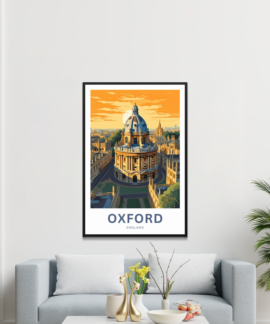 Oxford England Radcliffe Camera Glowing Sunset Skyline Poster - Image 3