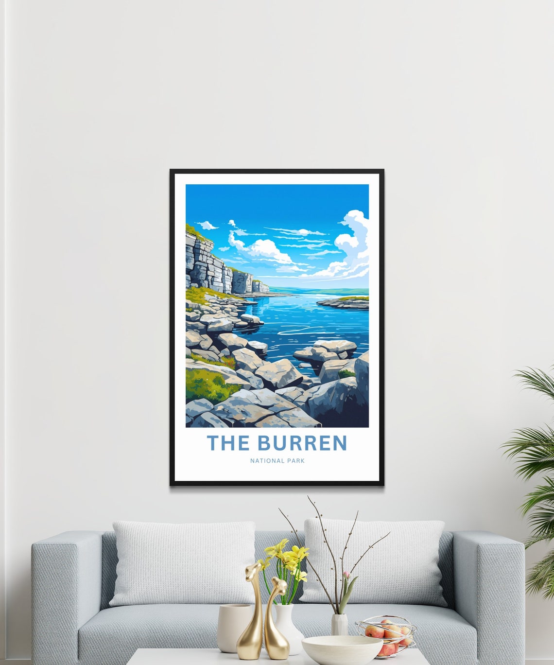 The Burren Ireland Limestone Coast Cliffs Personalized Travel Poster - Image 3
