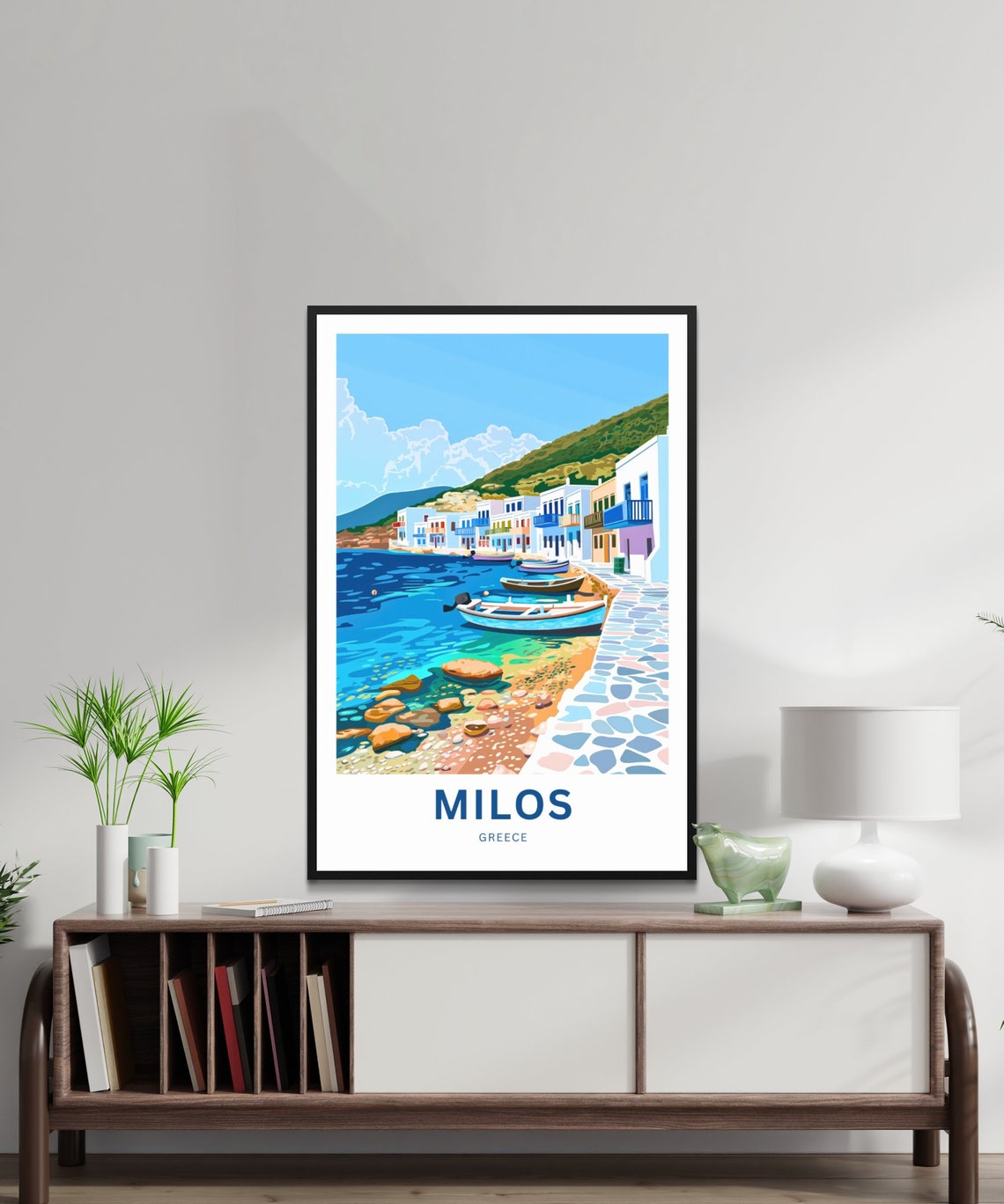 Milos Greece Personalized Colorful Waterfront Village Travel Poster - Image 2