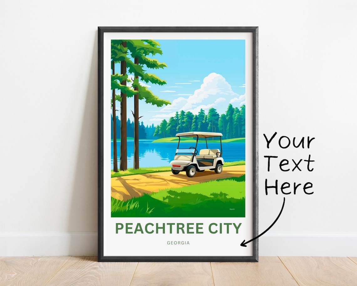 Personalized Peachtree City Travel Poster, Georgia