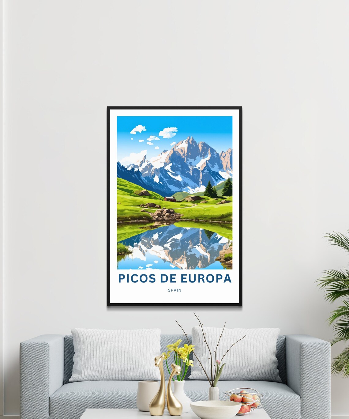 Picos de Europa Spain Mountain Lake Mirror Reflection Travel Poster - Image 3