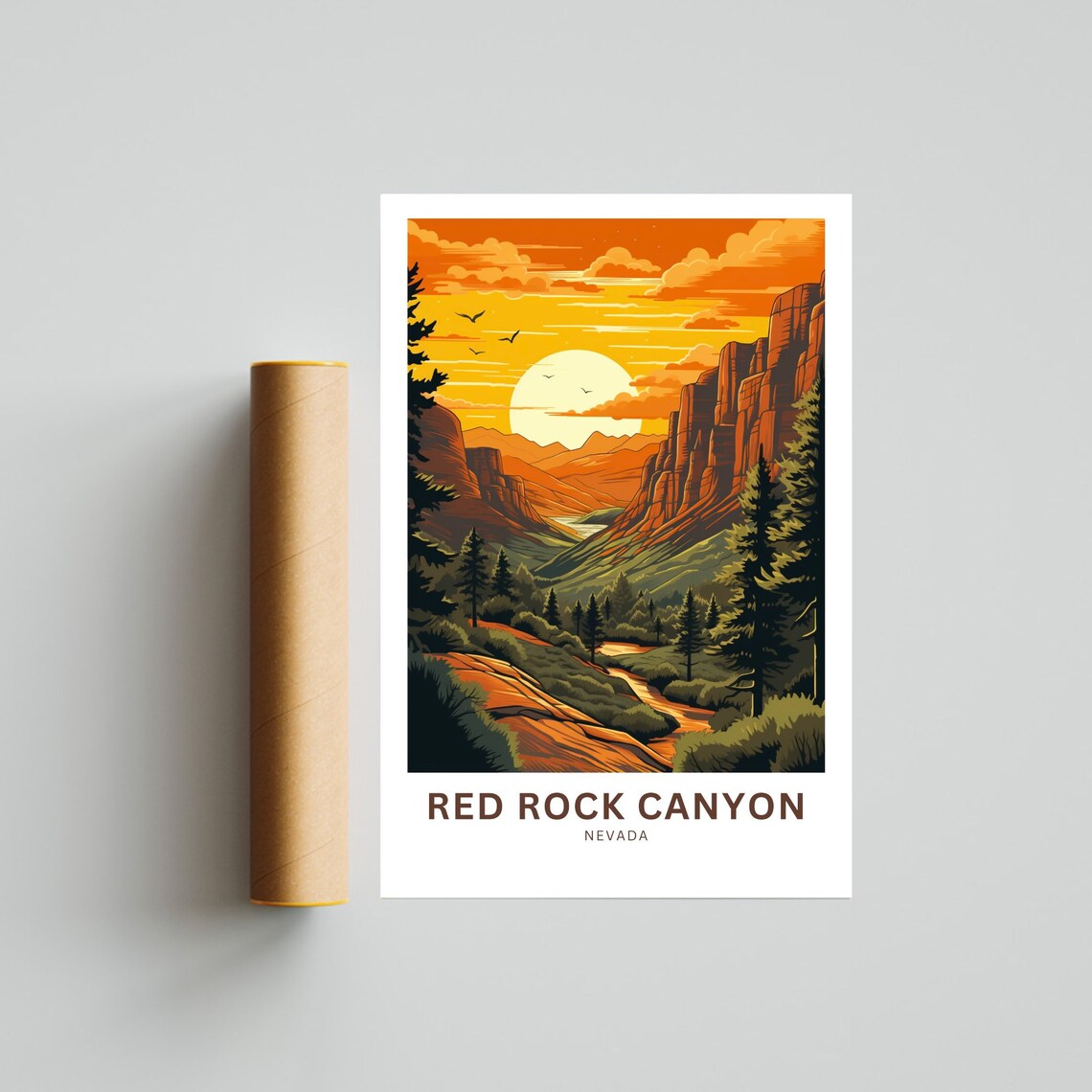 Red Rock Canyon Travel Poster, Nevada Wall Art - Image 4