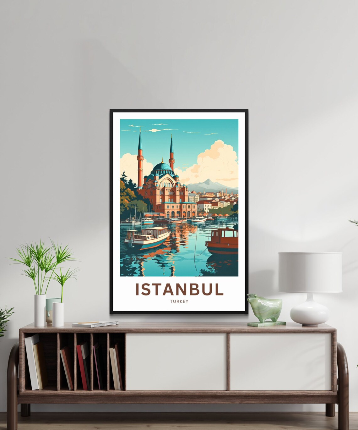 Istanbul Turkey Waterfront Mosque Vintage Travel Poster Boats Gift - Image 2