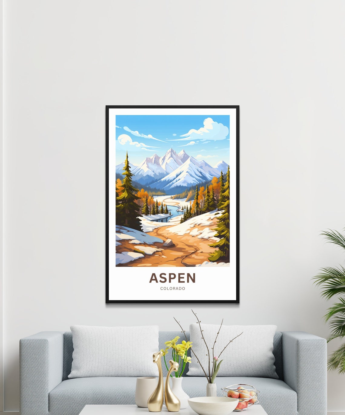 Aspen Colorado Alpine Snow Mountain Forest Stream Scene Poster - Image 3