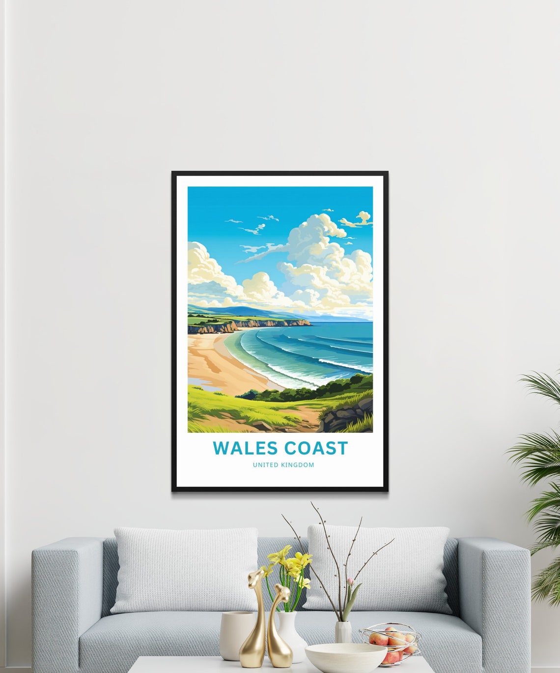 Wales Coast United Kingdom Sandy Beach Turquoise Waves Travel Poster - Image 3