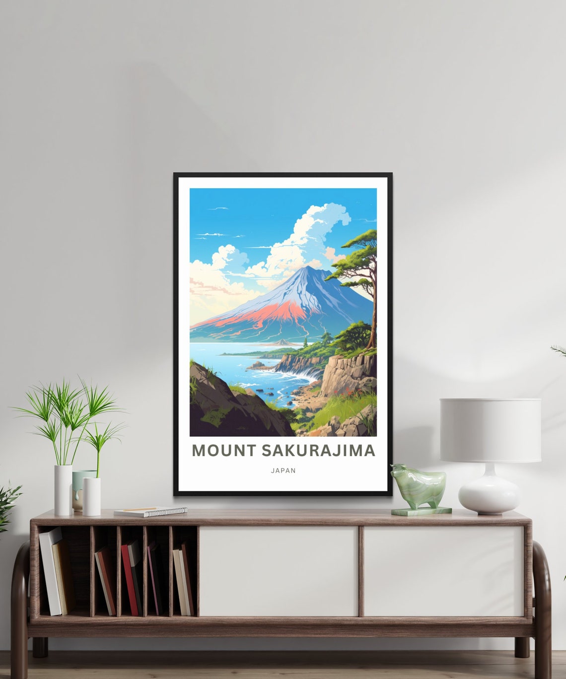 Mount Sakurajima Japan Volcano Seaside Bold Landscape Poster - Image 2