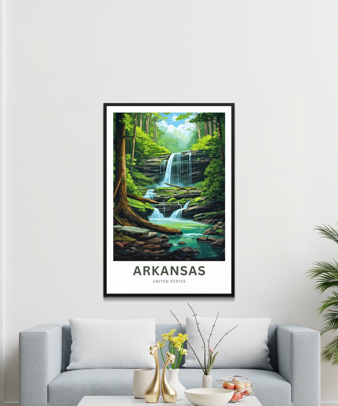 Arkansas Forest Waterfall Fallen Log Stream Nature Travel Poster - Image 4