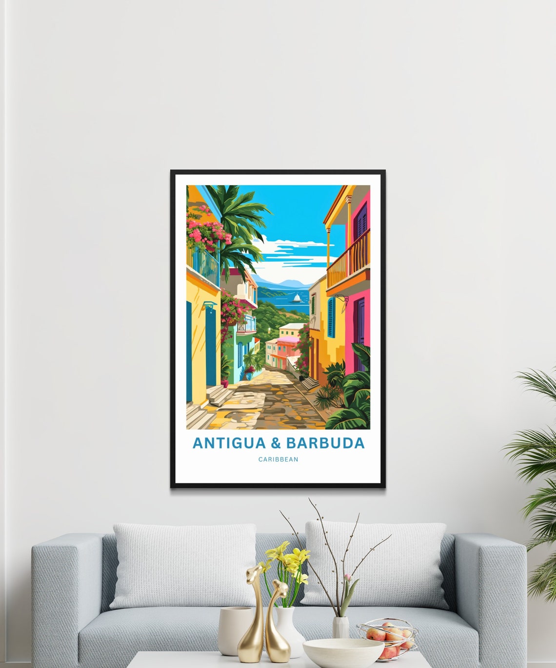 Antigua And Barbuda Travel Print Antigua And Barbuda Poster Caribbean Wall Art Gift Antigua And Barbuda Decor Present Personalized Text - Image 3